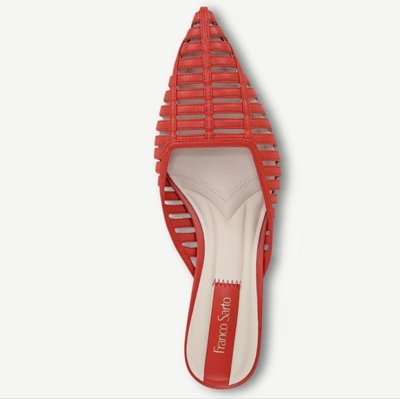 ❤️🔹️Franco Sarto🔹️ Red  Faux Leather Strappy Marlina Heeled Mules - Picture 4 of 6